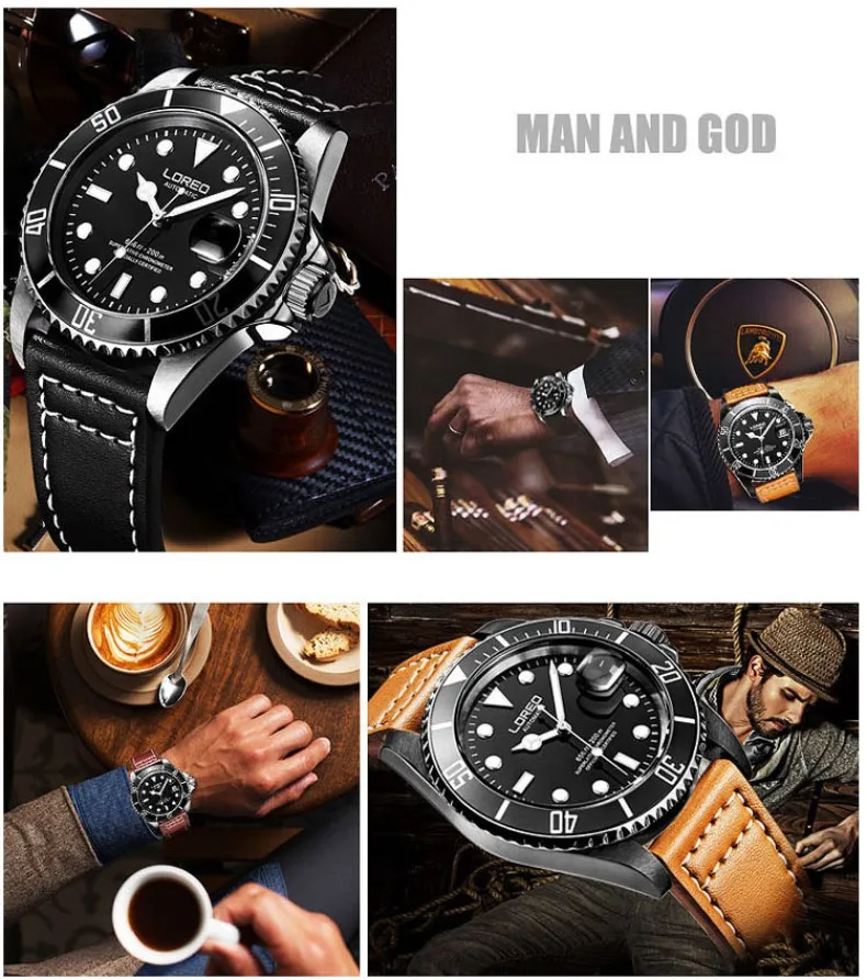 Sapphire 200m Waterproof Military Watches Men High end LOREO Mens Watches Top Brand Luxury Automatic Mechanical Wrist Watch Men