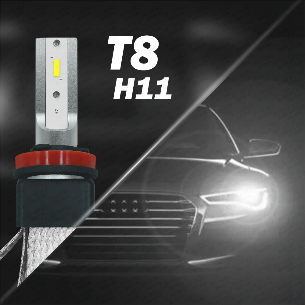 T8-H8/H9/H11Three Универсальный светодиодный фары автомобиля 60 Вт Источник света: CSP 6000 К 9600LM 9 В-36 В