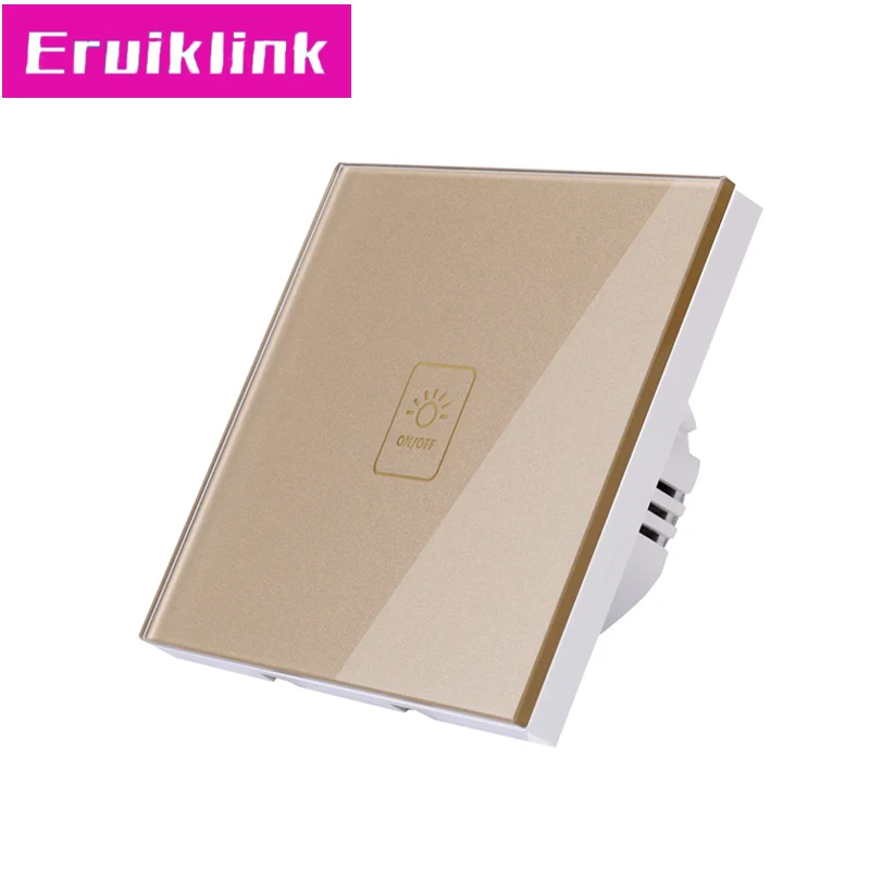 Only switch Стандарт ЕС/Великобритании 1 банда 1 способ RF433 пульт дистанционного управления линейный переключатель, белый кристалл стекло настенный сенсорный выключатель 220 В для умного дома - Цвет: Only switch