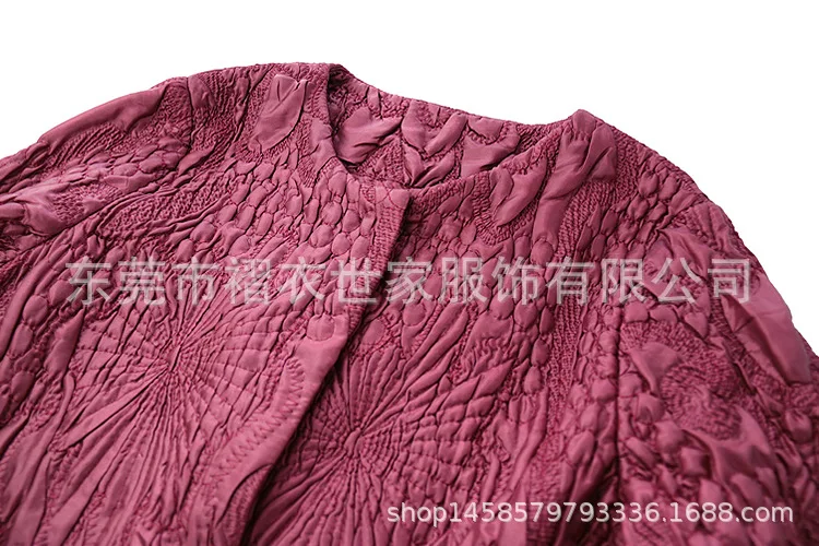 Горячая Распродажа Miyake модная однотонная ветровка с круглым вырезом и длинными рукавами, свободная хлопковая ветровка