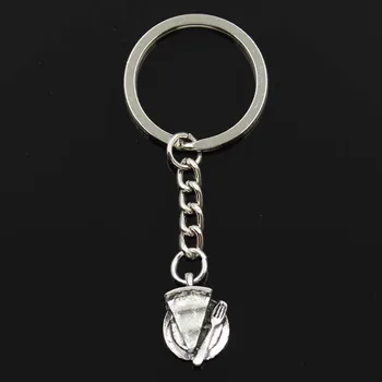 

Fashion Slice Of Pie Plate Fork 19x13mm Pendant 30mm Key Ring Chain Silver Color Men Car Gift Souvenirs Keychain Dropshipping