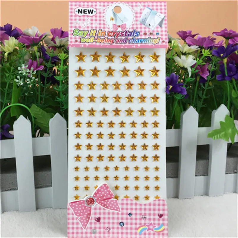 

Crystal Acrylic golden Five-pointed star Stickers Kids Toys Self Adhesive 3d Children gift Crafts Scrapbooking Sticker