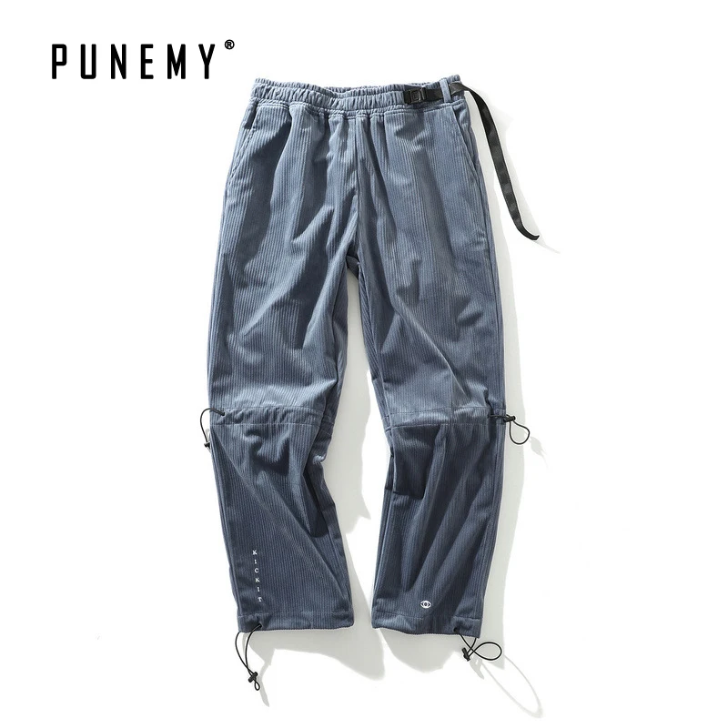 

Men Pants Straight Corduroy Embroidery Double Drawstring Oversize Harajuku Hip Hop Japanese Streetwear Man's Trouser Cargo Pants