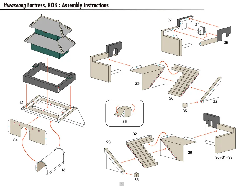 Hwaseong Fortress, ROK Craft бумажная модель архитектура 3D DIY образовательные игрушки ручной работы для взрослых игра-головоломка
