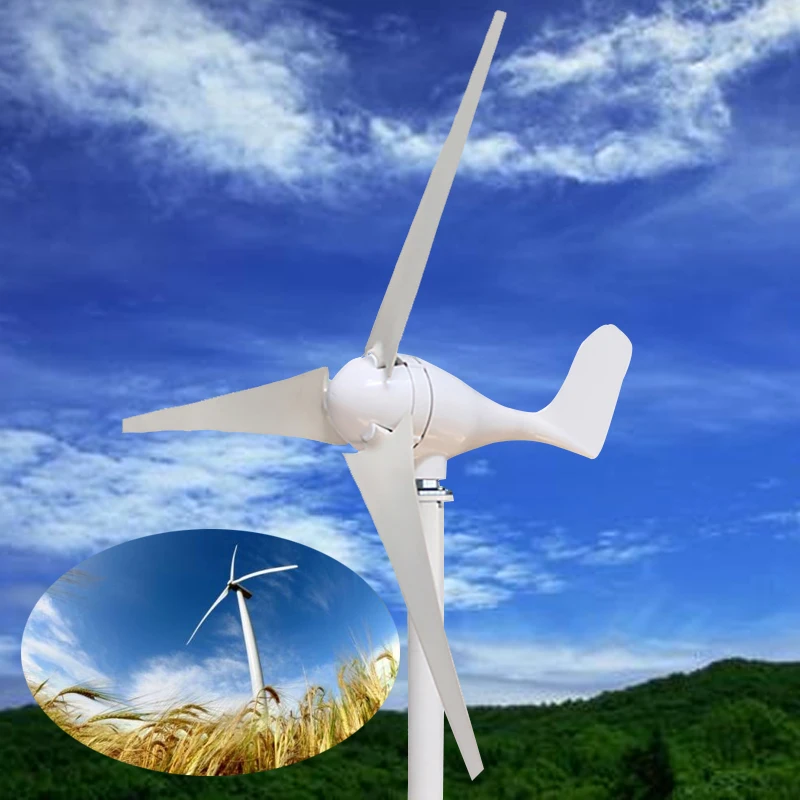 

S Type 3 Nylon Fiber Blade Wind Turbines White Horizontal Home Power Energy Generator Windmill For Sightseeing