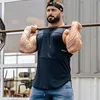 Été nouveaux hommes musculation entraînement sans manches réservoir hauts hommes gymnases vêtements Fitness survêtement décontracté respirabilité gilet ► Photo 3/6