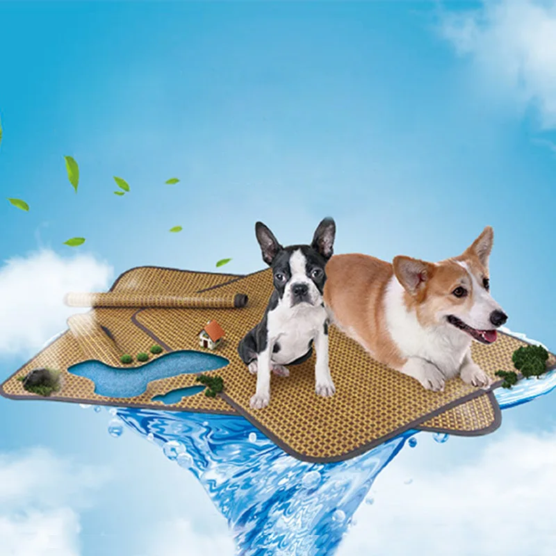 

Rattan Pad Cat Dog Beds Non Sticking Blanket Summer Sleeping Cooling Cushion Breathable Portable Moisture-Proof Pet Mat XS-XXL