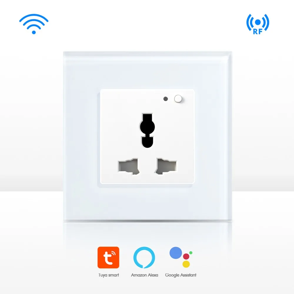 

Wifi Smart Socket Wall Socket with Remote Multi Outlet Crystal Wall Socket Black Gold White