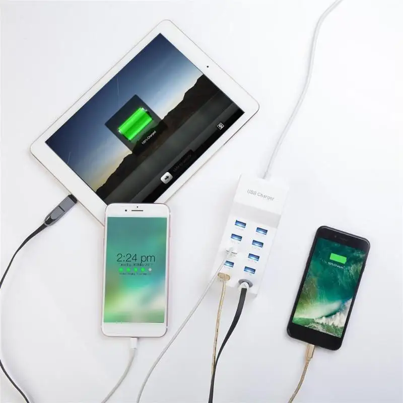 ALLOYSEED 10 Порты USB Зарядное устройство 5 V 10A быстрой зарядки Настольный мобильный телефон зарядное устройство USB разъем для смарт-телефонов и планшетных