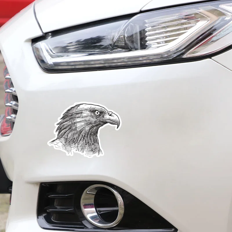 YJZT 14.5CM*10.8CM Stylish Hand Drawn Sharp-eyed Eagle PVC Motorcycle Car Sticker 11-01213