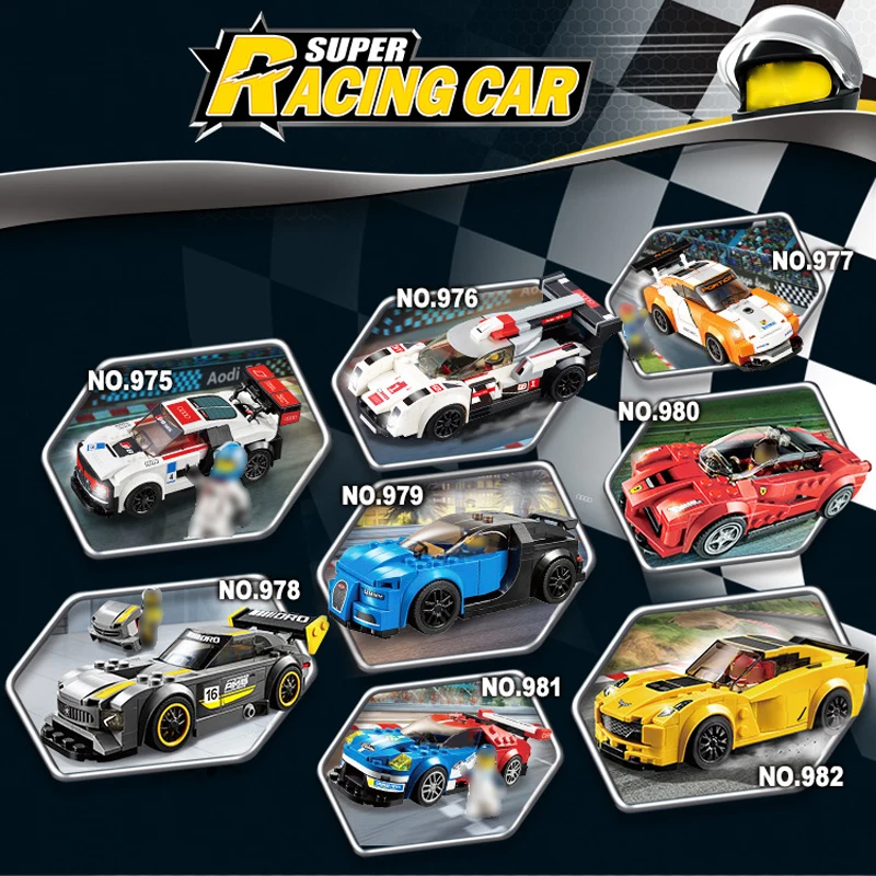 

8 Styles Technic Super Racers Compatible Legoed Speed Champions Racing Car Building Blocks Bricks DIY Model Toy Birthday Gift