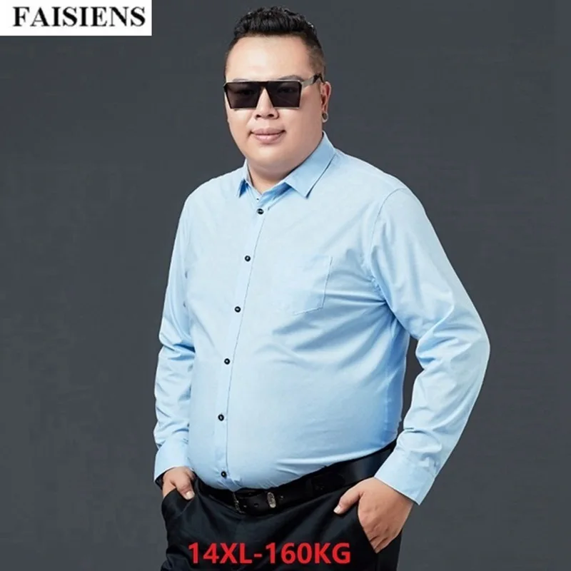 

FAISIENS Large Size Men Big Shirt Long Sleeve 8XL 10XL Autumn Office Dress Shirts Formal 7XL 9XL 11XL 12XL 14XL Shirts Business
