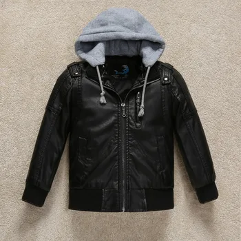 

Children Boys Leather Jacket 2019 Winter Windproof Hooded Pu Jackets for Boys 3-12Y Brand Kids Infant Clothes Baby Girls Coat