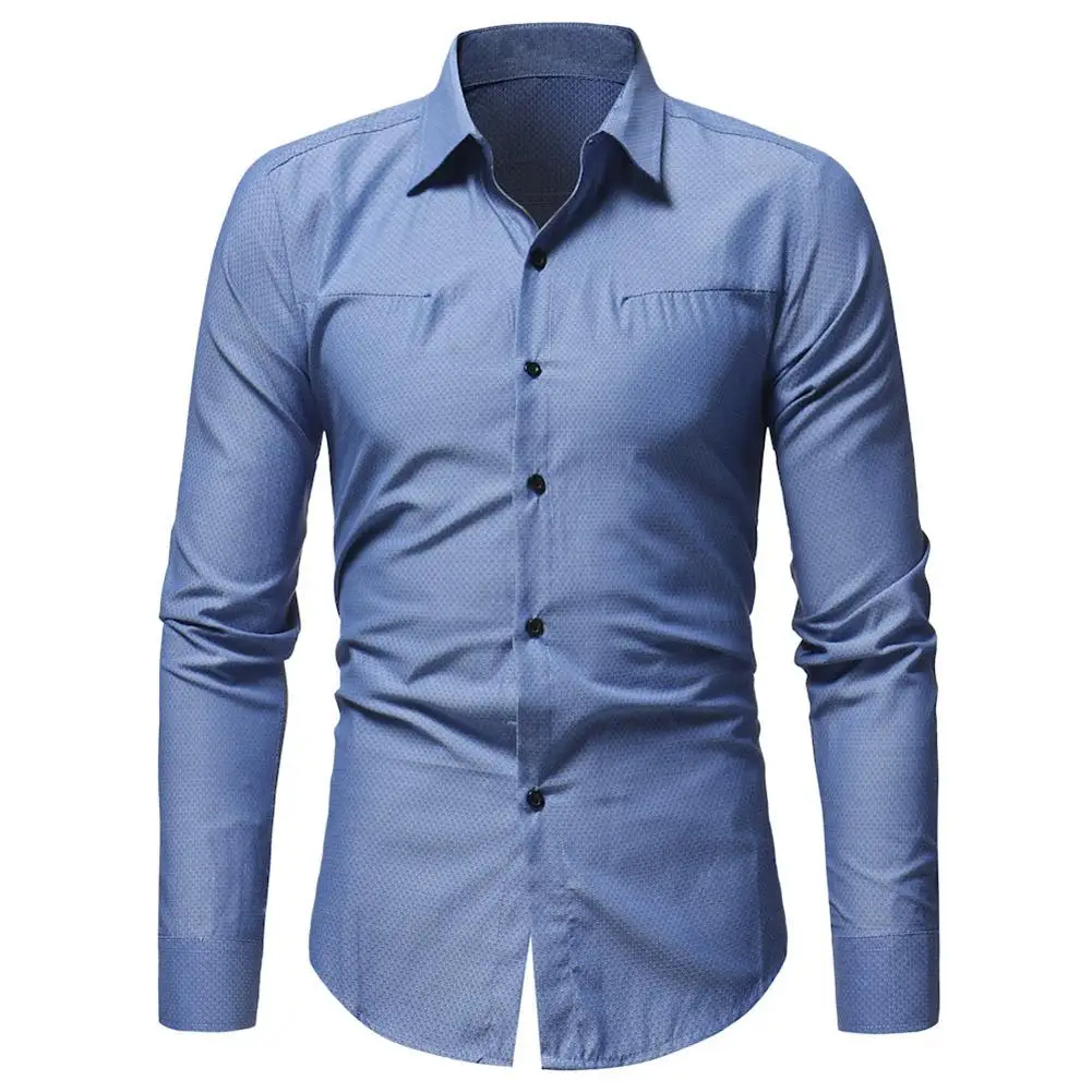 Мужская мода бренд Camisa Masculina с длинным рукавом Одноцветный жаккардовый рубашка для мужчин тонкий дизайн формальная повседневная мужская