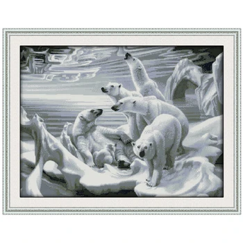 

Polar Bear Homeland Counted Cross Stitch 11CT 14CT Cross Stitch Set Cross-stitch Kits Embroidery Needlework