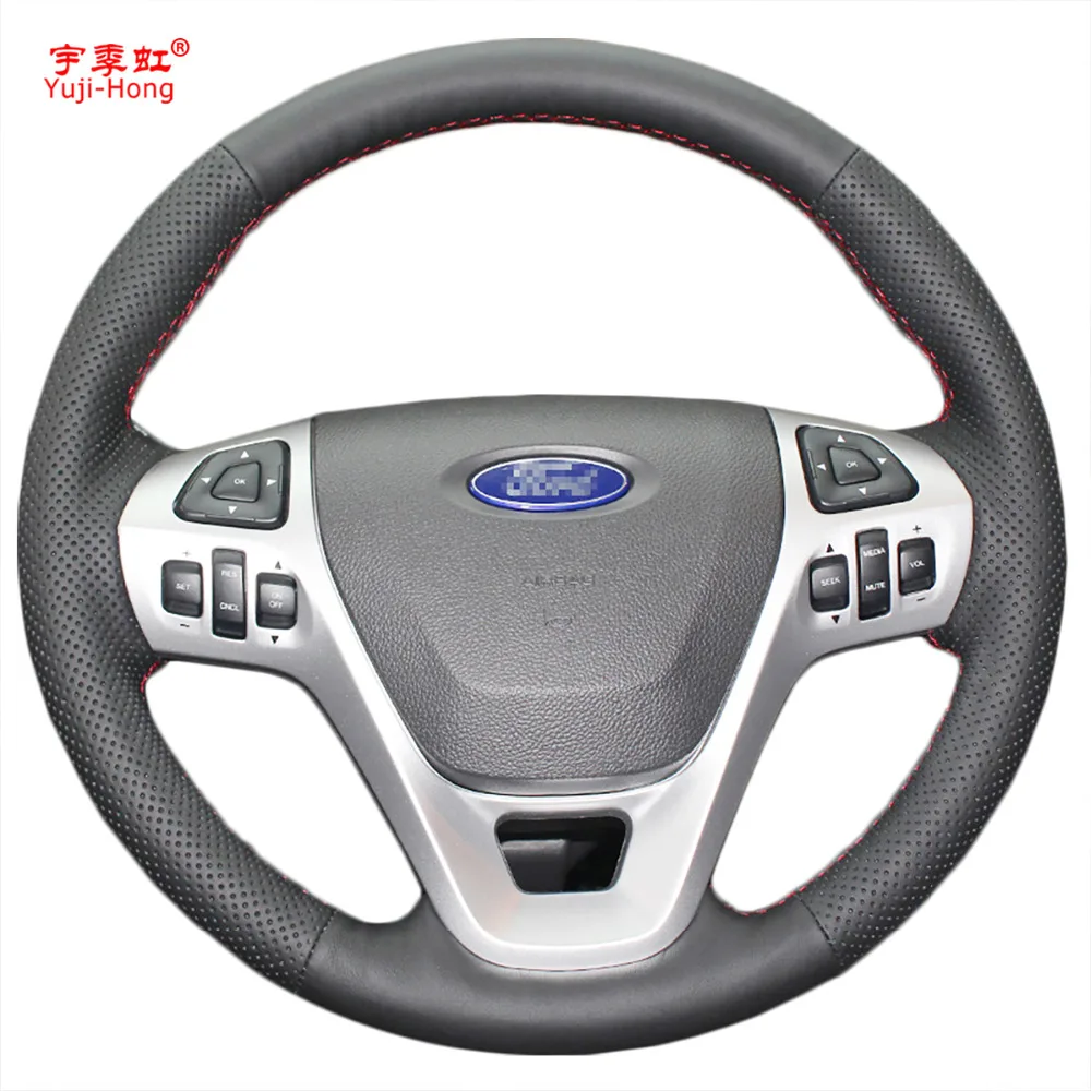 

Yuji-Hong Artificial Leather Car Steering Wheel Covers Case for Ford Edge Explorer 2011-2013 Steering Hand-stitched Cover