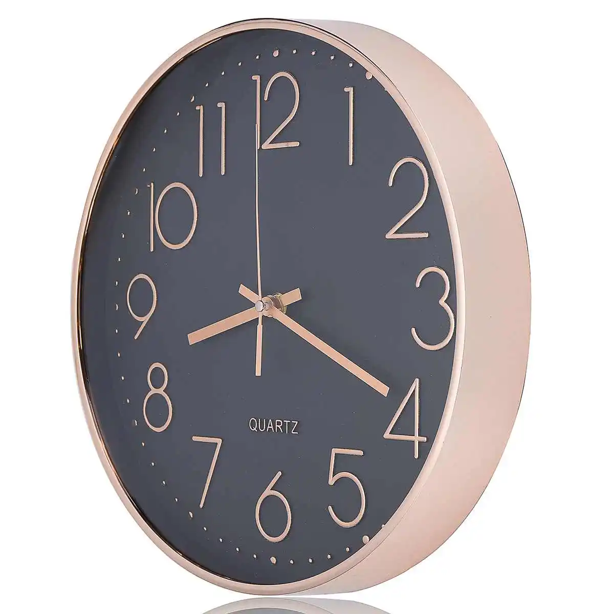 12 Inch Rose Gold Black Silent Wall Clocks For Bedroom Living Room Simple Design Quartz Wall Hanging Clock Home Decor no Battery