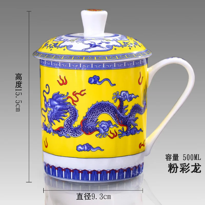 500 мл китайский стиль костяного фарфора Цзиндэчжэнь синий и белый фарфор чайная чашка для офиса чашка для напитков дорожная чайная посуда