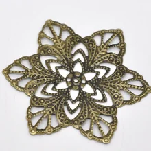 Сплав фурнитура для украшений цветок Античный бронзовый цветок полый узор 5,7 см(2 2/") х 5,7 см(2 2/8"), 5 шт Новинка