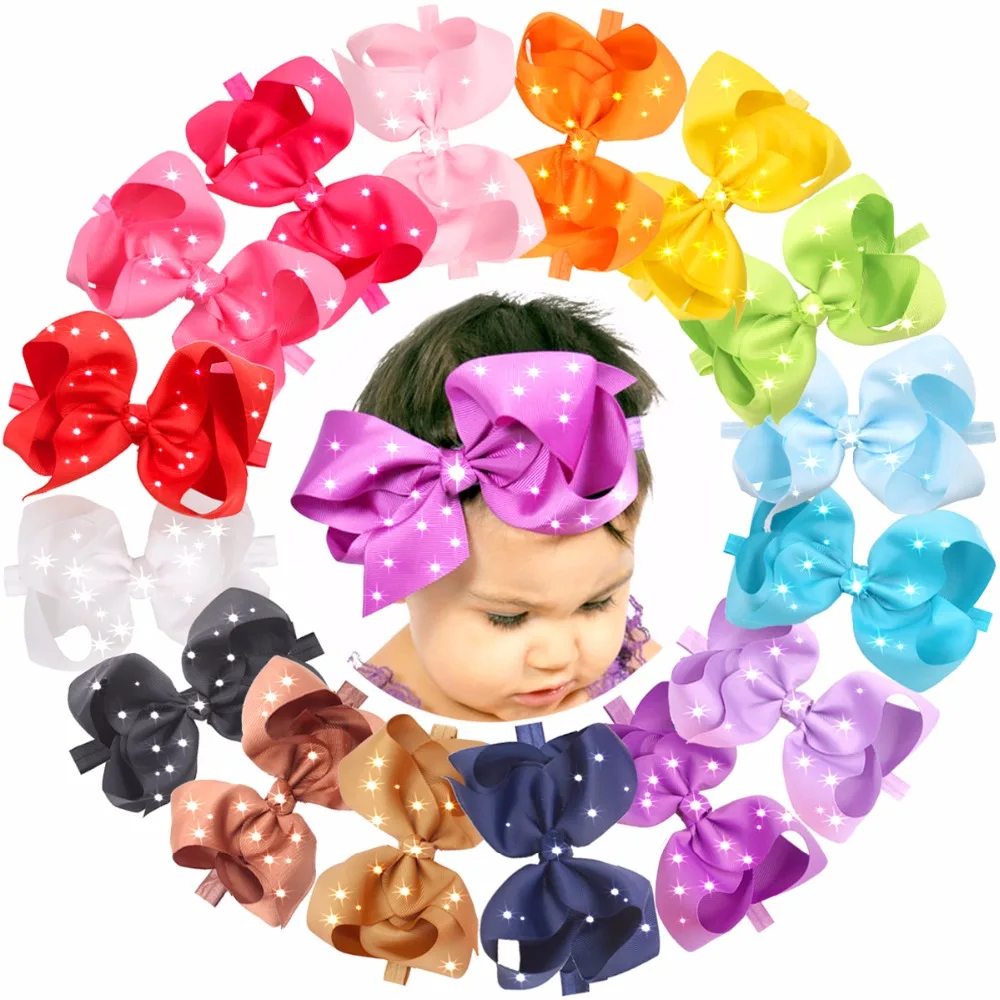 6Inch Glitter Rhinestones Big Hair Bows Alligator Clips For Kids Teens Children