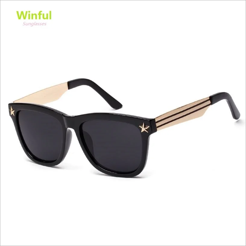 

2019 New Brand Designer star Sunglasses Women Fashion large Square metal frame Sun Glasses Men Stars Rivets Eyewear