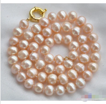 

P4072 24" 11mm pink round freshwater cultured pearl necklace ^^^@^Noble style Natural Fine jewe FREE SHIPPING