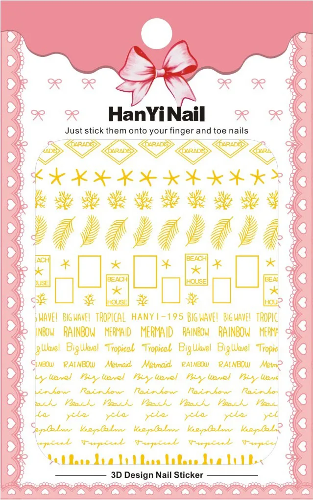 

3D Gold Pattern! 1 Sheet Nails Art Manicure Back Glue Decal Decorations Design Nail Sticker For Nails Tips Beauty