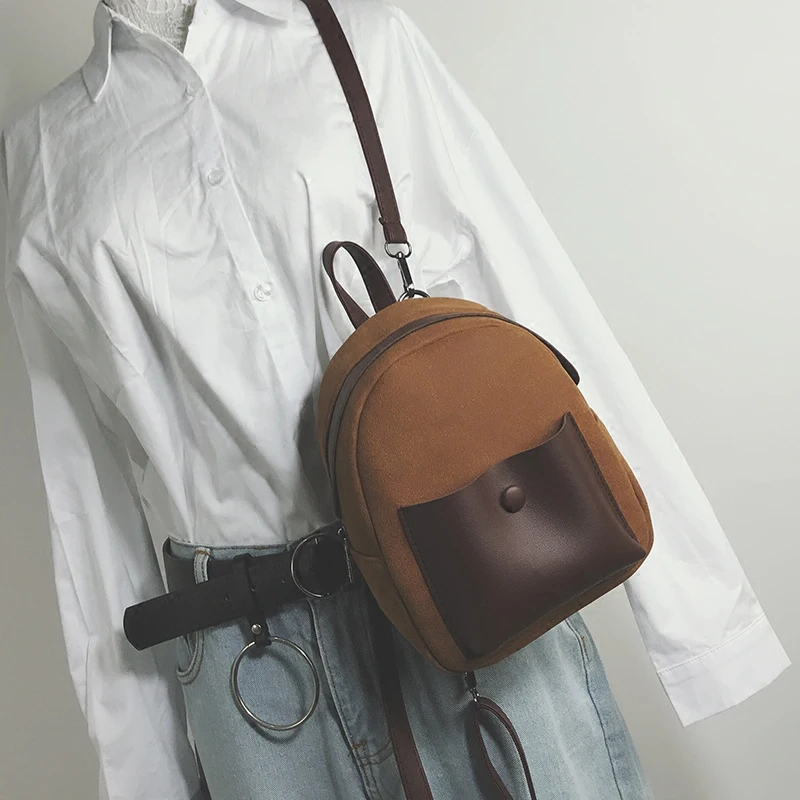 

Korean version of the 2018 new fashion scrub backpack female casual Laptop multi-use mini backpack travel bag