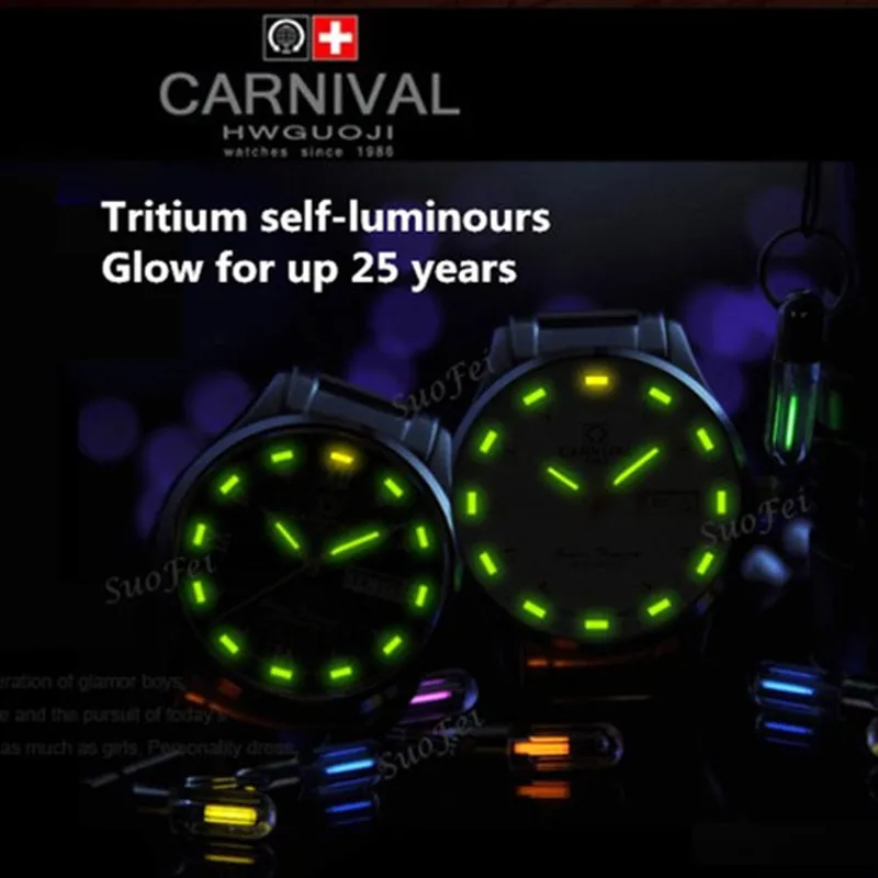 Мужские часы T25Carnival механические светящиеся с двойным календарем и датой miyota|montre