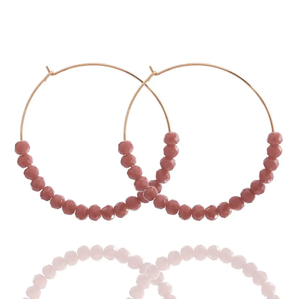 Bohemian Handmade Natural Stone Beads Hoop Earrings for Women New Fashion Loop Round Circle Creole Earring Designer Jewelry