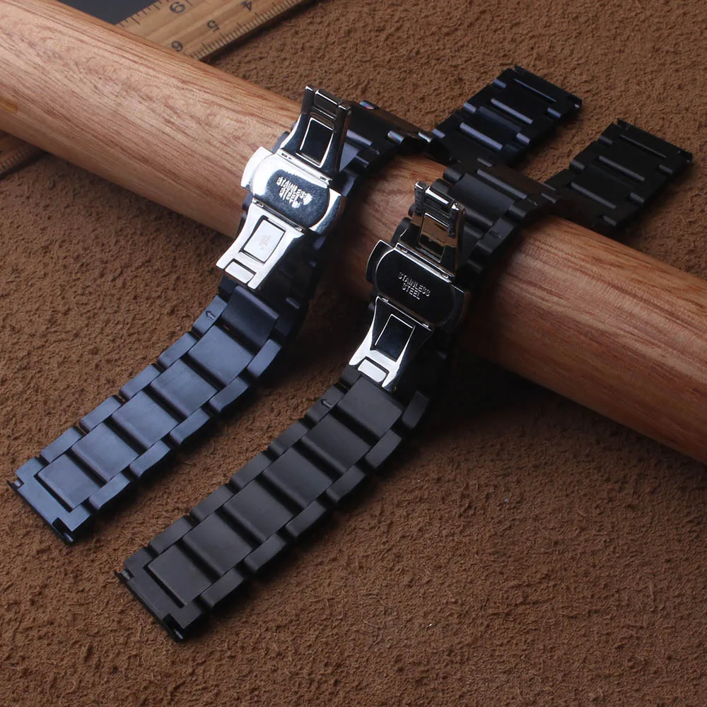 20 мм/22 мм черный Нержавеющая сталь ремешок для наручных часов для samsung Шестерни спортивные S2 S3 ремешок для часов металлический браслет для наручных часов