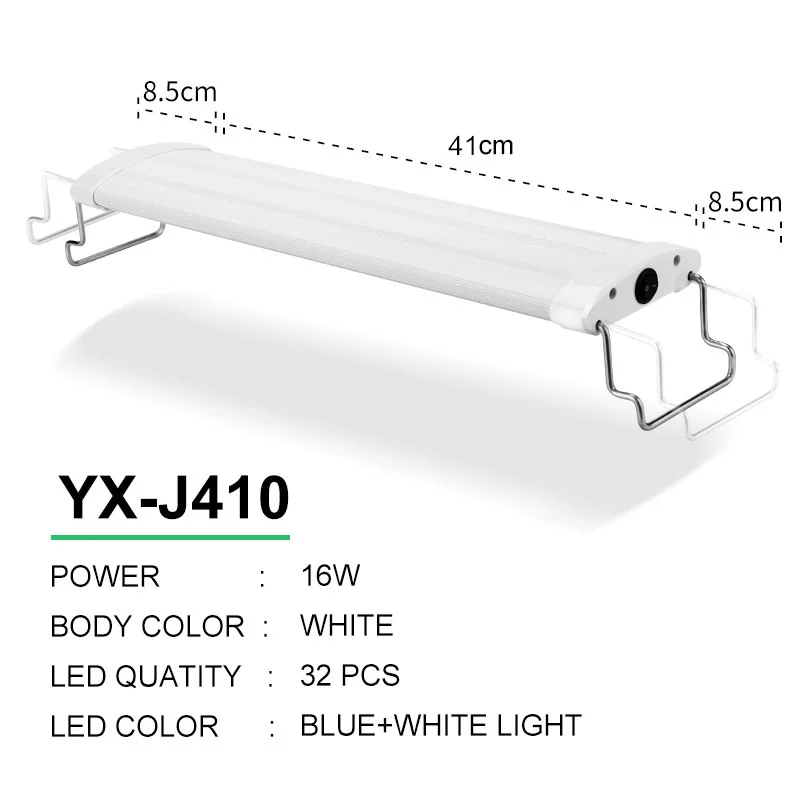 YX-J410 White Body Аквариум для рыбок светильник ing установленный заподлицо 9 Вт/12 Вт/13 Вт/15 Вт/16 Вт/18 Вт Светодиодный светильник 21/26/31/35/41/45 см погружной светильник s с выдвижная кронштейны - Цвет: YX-J410 White Body