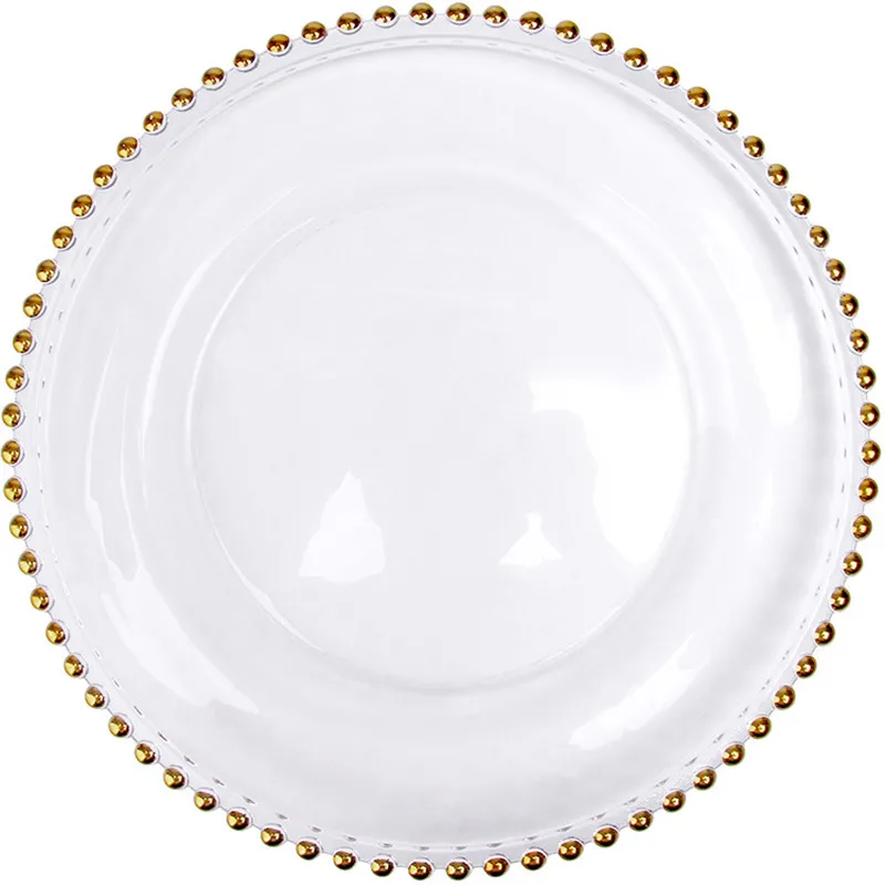 

gold glass beaded charger tableware dinner plates dishes dinnerware 1 piece