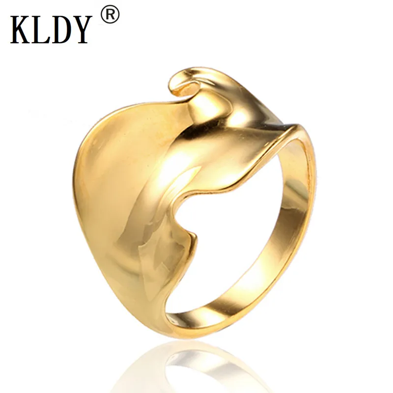 

KLDY wave women's ring men Gold silver Stainless Steel rings Woman geometric Flower High Quality fashion steel Jewelry wholesale