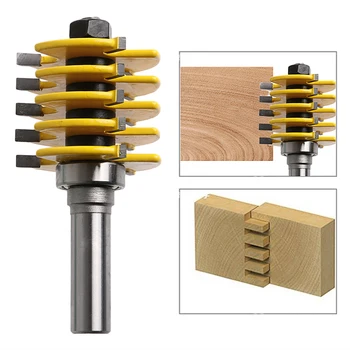 

Box Joint Router Bit Adjustable 5 Blade 3 Flute 1/2" Shank Woodworking Cutter