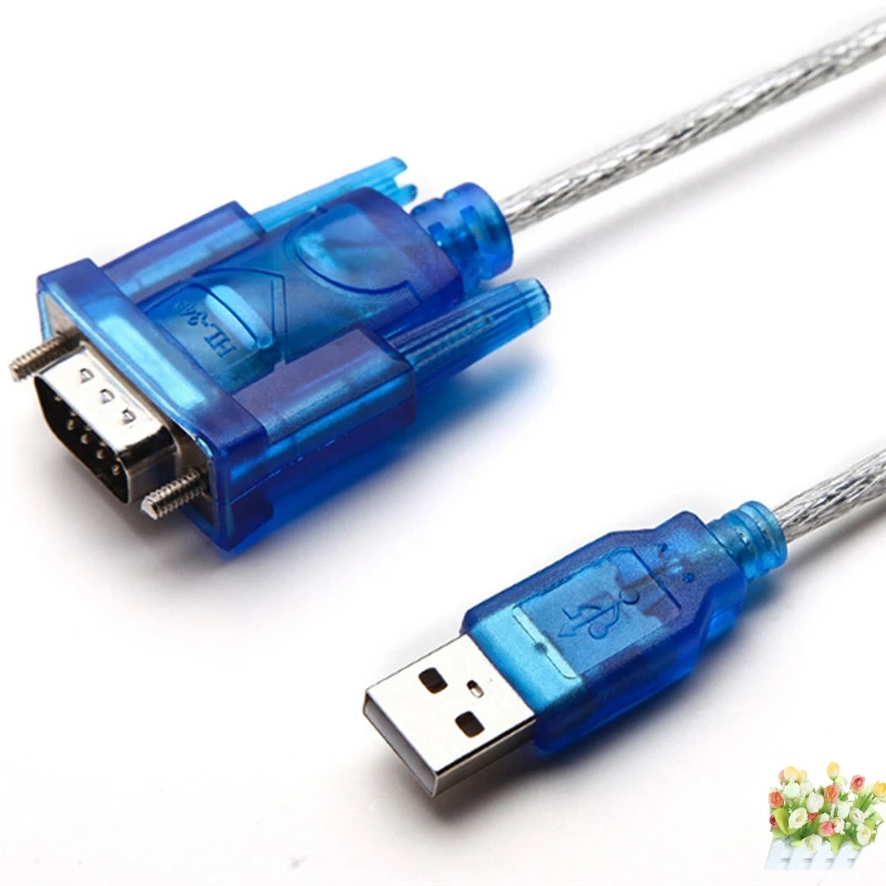 Синий переходник с USB на последовательный порт RS232 9 контактным кабелем