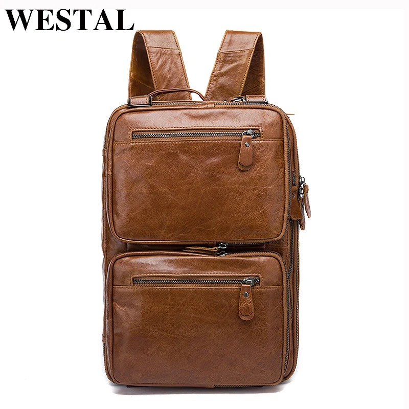 ^*Best Offers Мужской рюкзак WESTAL, из натуральной кожи, многофункциональный, для ноутбука, для подростков, 432 ^*Best Offers Мужской рюкзак WESTAL, из натуральной кожи, многофункциональный, для ноутбука, для подростков, 432