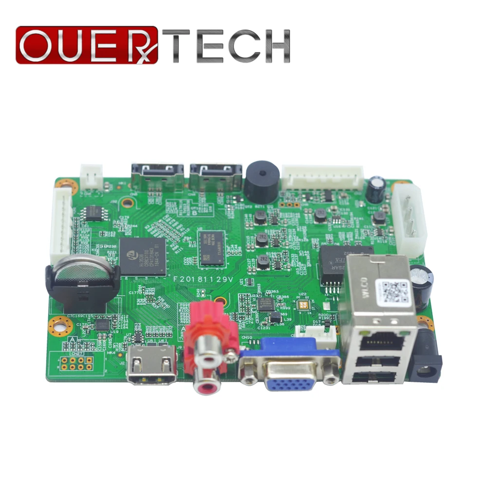 OUERTECH 32ch H.265 1080 P/5MP/4 K IP видео NVR плата HI3536C 1CH RCA аудио выход/в 2 порта SATA ONVIF сетевая плата наблюдения