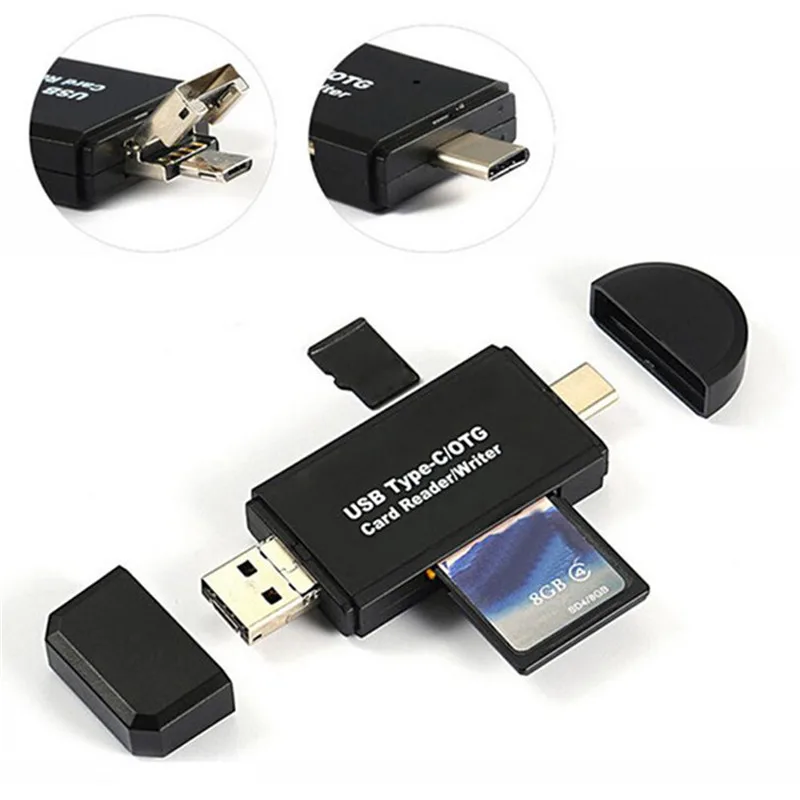 3 в 1 Micro type-C USB OTG к USB 2,0 адаптер SD/Micro SD кардридер Стандартный USB 4,3