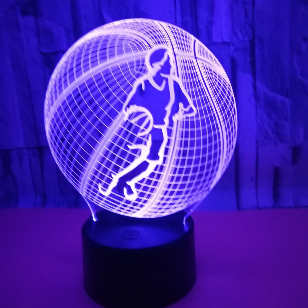 Баскетбольная модель светодиодный 3D лампа дистанционного сенсорного переключателя 3D ночник USB красочное настроение настольная декоративная лампа атмосферные подарки