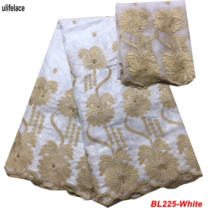 

White Dress Lace Fabric African Bazin Riche Fabric High Quality Bazin Riche Getzner 2018 With Beaded French Lace Wedding BL-225