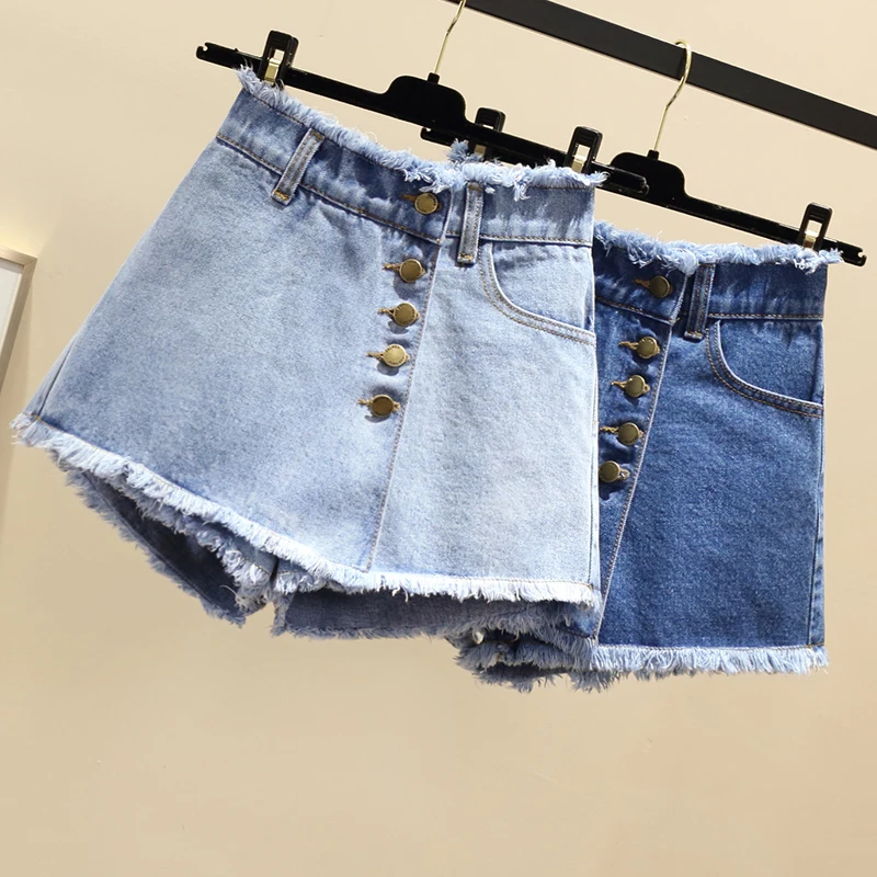 

High-waist Jeans Shorts for Women Summer 2019 New Loose Big Code Hot Pants Girls Ladies Vintage Single-breasted Denim Shorts
