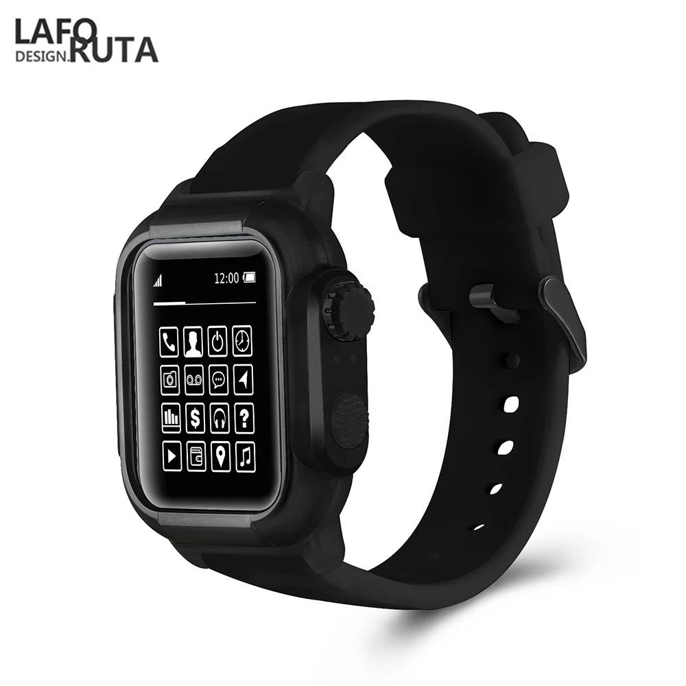 Laforuta for Apple Watch Case with Band 44mm 40mm Shockproof Series 4 Bumper Cover Silicone Waterproof iWatch Band Strap 2019