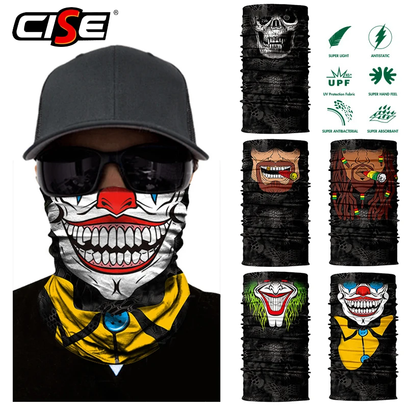 3D Seamless Joker Skull Balaclava Magic Face Mask Clown Warmer