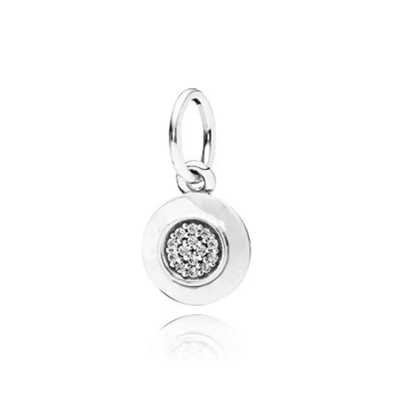 

Authentic 925 Sterling Silver Bead Charm Logo button Shape With Crystal Beads Fit PAN Bracelet Bangle DIY Jewelry