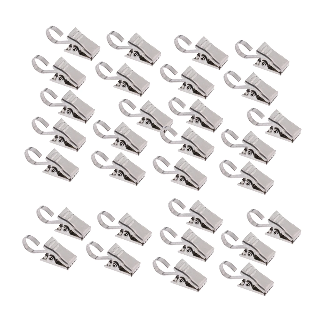 30Pcs Heavy Duty Curtain Drapery Clips with Hook Spring Clamps Hanging Clips Carrier Silver 35mm