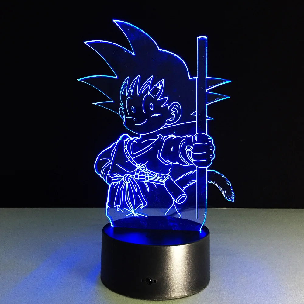 Dragonball мультфильм 3D светодиодный стерео Night Light Создать Настольная лампа с сенсорным 7 цветов изменить огни для фонарь для спальни подарок для детей