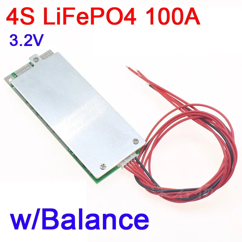 Плата защиты литиевых аккумуляторов LiFePO4 балансная 100А 12 В BMS 3 2 в с 4 ячейками для