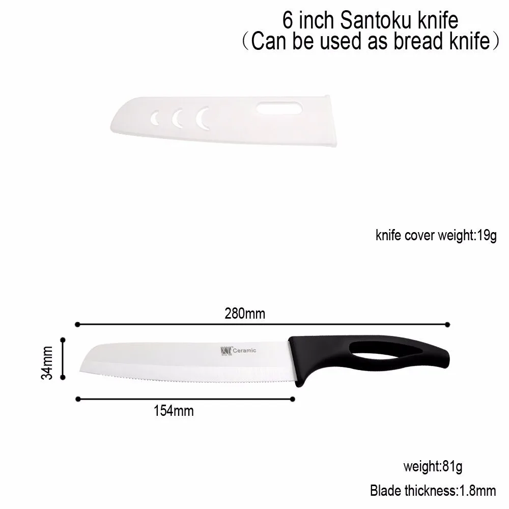XYj 6 дюймов зубчатые Керамические ножи для хлеба набор многофункциональных кухонных ножей Santoku инструменты для приготовления пищи аксессуары кухонный гаджет