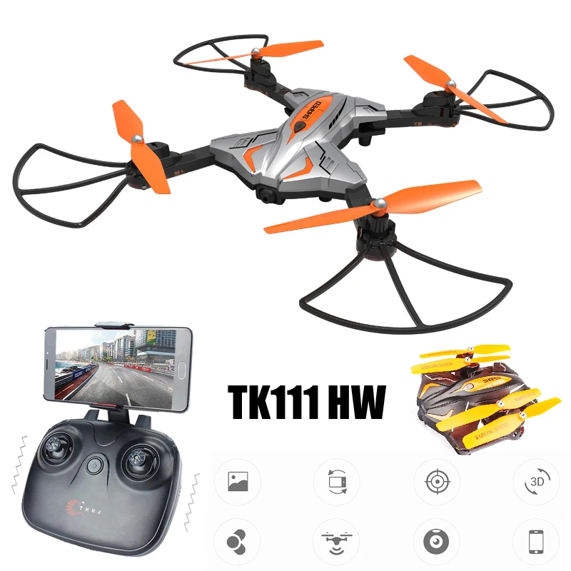 Складной Квадрокоптер TKKJ TK111 HW Wi Fi FPV 720P HD камера Радиоуправляемый Дрон с планом